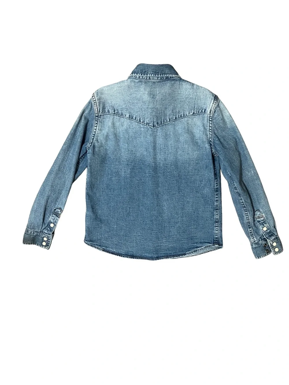 GAP Kids Washed Blue Denim Button-Down Shirt M Pearl type snap